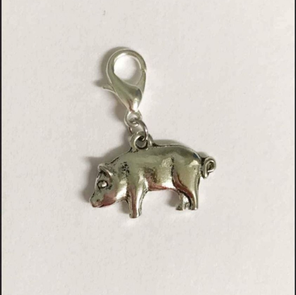 Clip On pig Charms planner charms silver bracelet charms silver